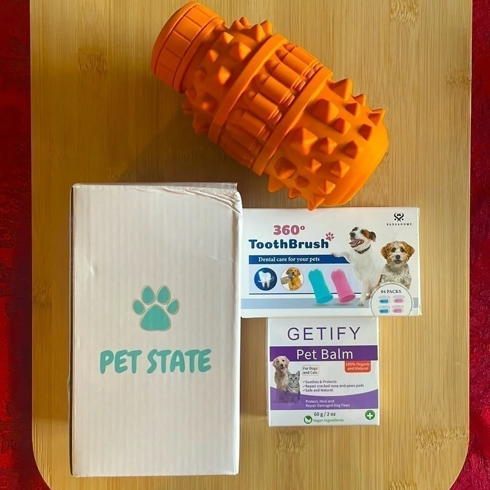 Brand New Dog Bundle of Teeth Cleaning Chew Toy, Toothbrushes, Nose & Paw Balm